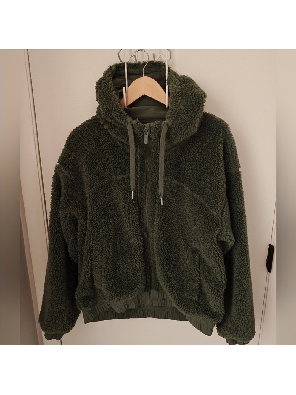 lululemon athletica Olive Green Teddy Jacket with Hood